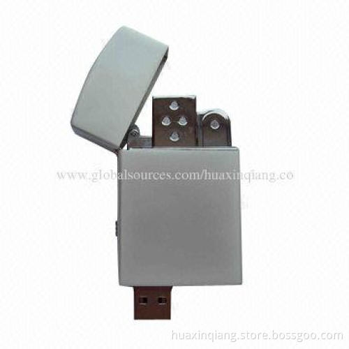 USB2.0 Flash Drive with Lighter Shape, 128MB-64GB Capacity, Logo Design, Metal Material